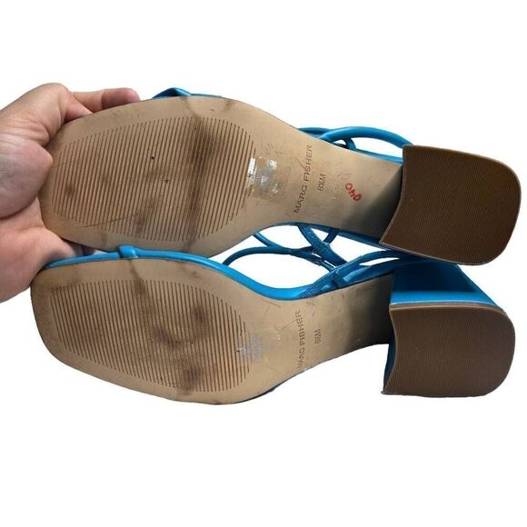 Marc Fisher Blue Open Toe Block Heel Strappy Sandal Size 8.5 - Picture 7 of 9